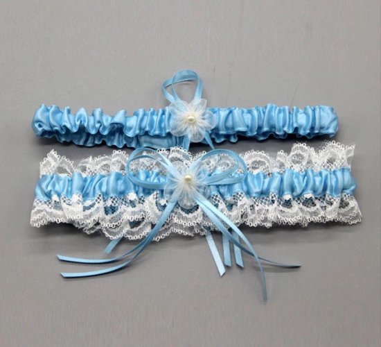 CHPN - Jarretière - Mariage - Se marier - Stretch - Jarretière - Bleu clair - Set de 2 - Accessoire mariée - EVJF