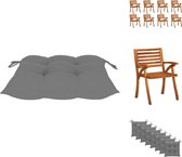 vidaXL Ensemble de chaises de jardin - Bois d'acacia Massief - Coussin Grijs - 8 Chaises - Coussins - Chaise de jardin