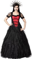 Sinister - 1188 Lange jurk - XL - Zwart/Bordeaux rood