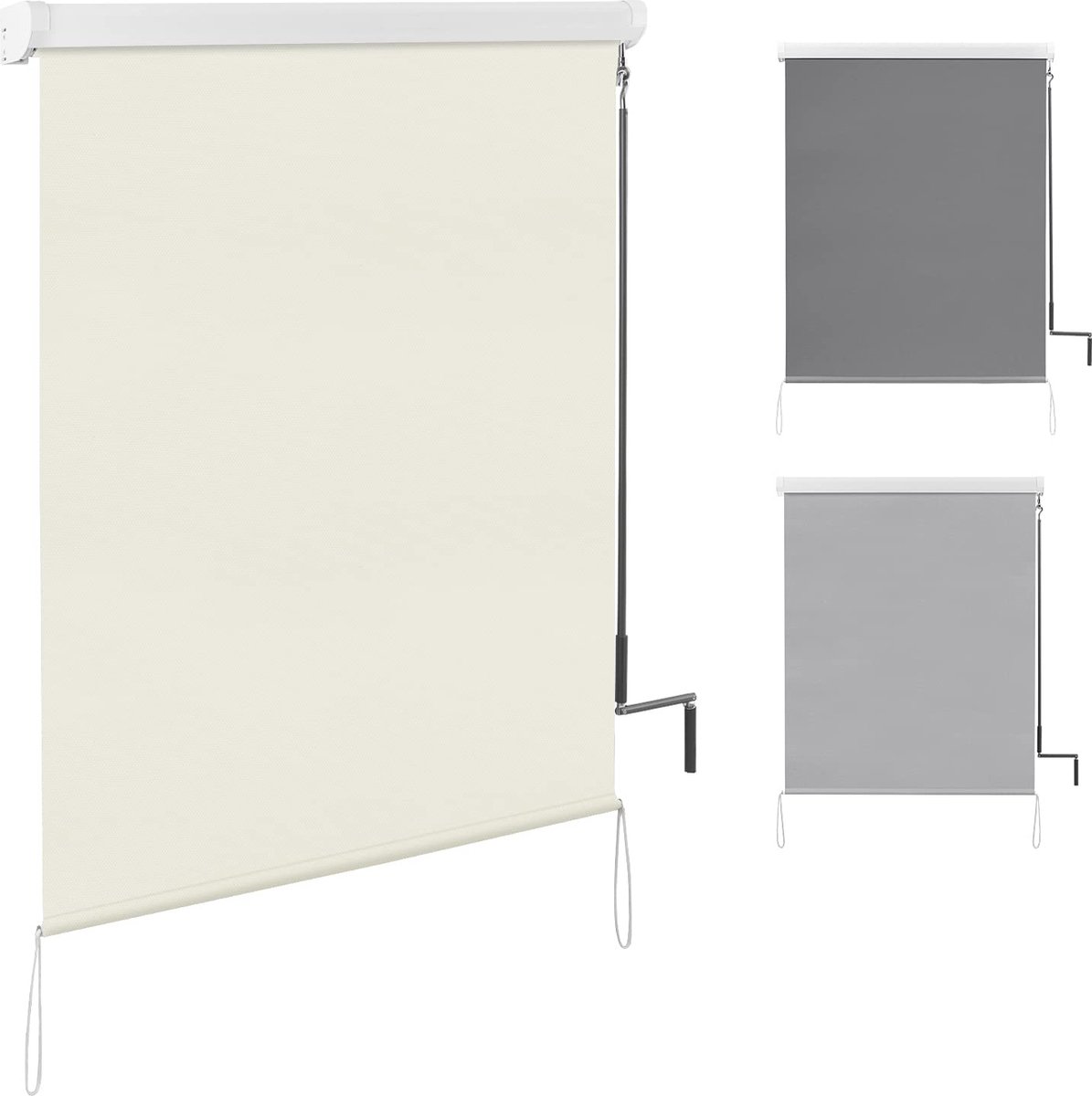 Rootz verticale luifel - zonnescherm - rolgordijn - zonwering - terrasoverkapping - privacyscherm - buitenzonwering - beige - 57,3x5,1x2,8 inch.