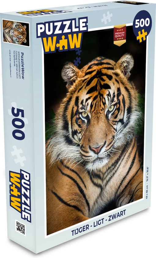 Puzzel Tijger - Ligt - Zwart - Legpuzzel - Puzzel 500 stukjes