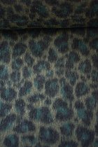 Mantelstof groen met luipaardprint 1 meter - modestoffen voor naaien - stoffen