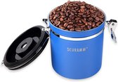 Koffieblik 1500 ml in 10 kleuren met doseerlepel Hoogte: 15cm koffieblikjes koffiehouder van roestvrij staal, kleur: blauw