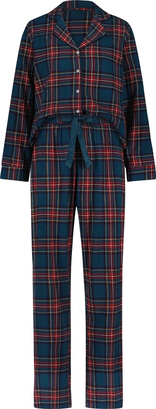 Hunkemöller Dames Nachtmode Pyjamaset Twill - Blauw - maat 2XL