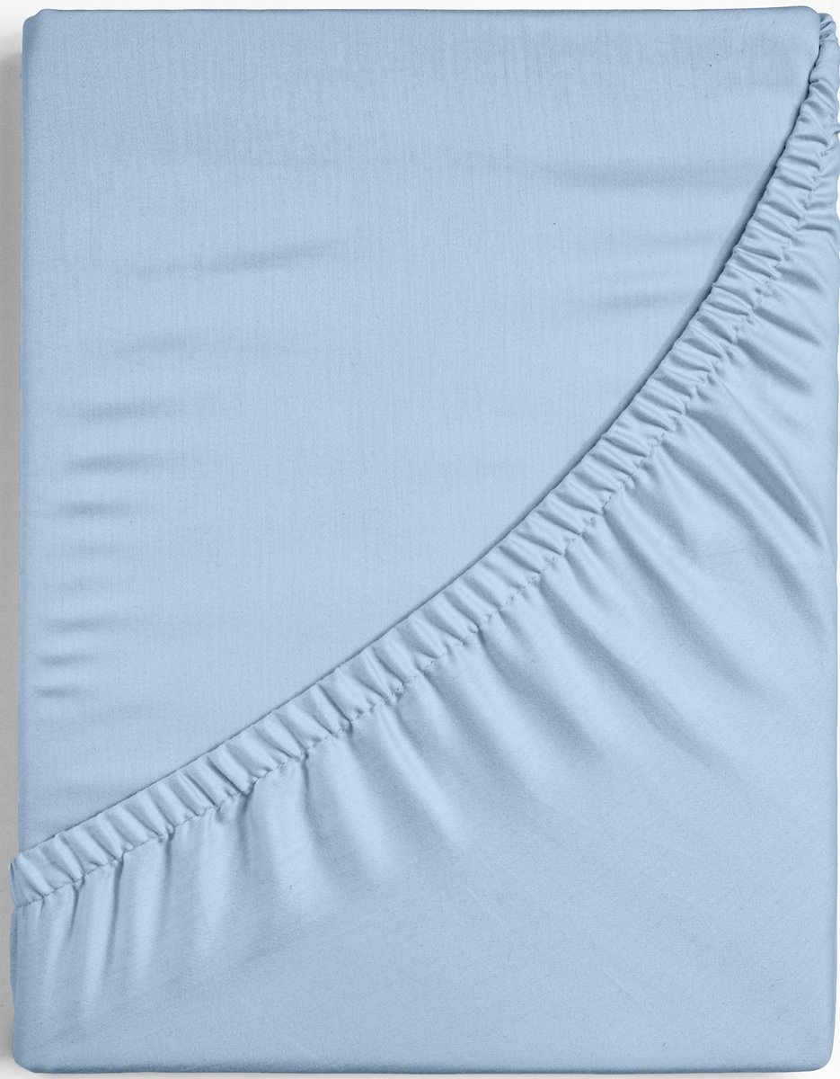 Hoeslaken - Katoen satijn - Licht Blauw - Blauw - 160x220cm - Dreamers Den