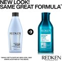 Vergelijking van de oude en nieuwe verpakking van Redken Extreme Length conditioner fl es.