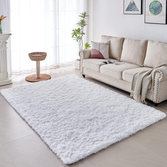 Tapis Salon Grand Tapis pour Chambre Shaggy Tapis Moelleux Lavable Tapis de  Sol Doux pour la Décoration Intérieure (Blanc Gris, 120 x 170 cm) :  : Cuisine et Maison