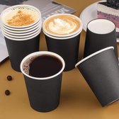 500 x Koffiebeker 8oz 240 ml Zwart - wegwerp papieren bekers karton – drank bekers – drinkbekers- koffie beker – wegwerpbeker – Koffiekopjes – Koffiemokken - Warme en Koude Dranken