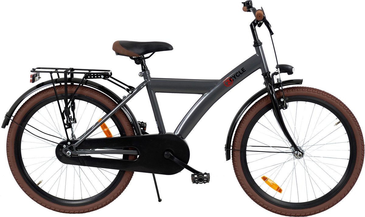 2Cycle -Jongensfiets - 24 inch - Antraciet - Kinderfiets - 24 inch fiets