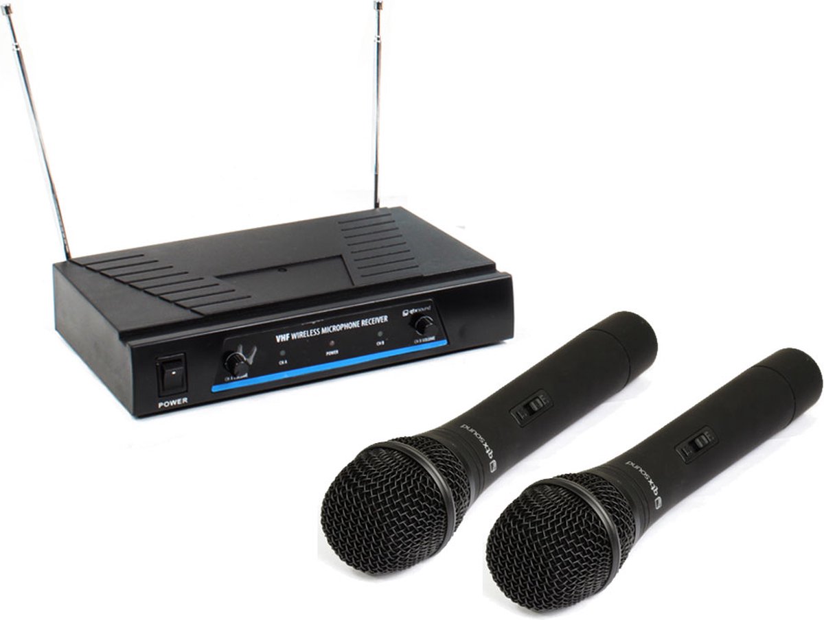 Qtx VH2 draadloos handheld microfoon systeem VHF 173.8 + 174.8MHz