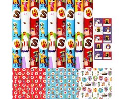 Product afbeelding van Club Van Sinterklaas Inpak Cadeaupapier incl. 40 naamstickers - 9 Rollen 70 cm x 2 meter
