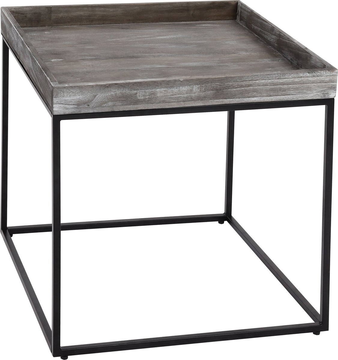 MCW Bijzettafel MCW-K71, salontafel paulowniahout metaal 60x60x60cm ~ donkergrijs
