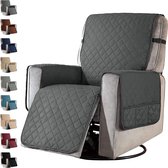 Fauteuilbeschermer met zakken, tv-stoelbeschermer, ontspannende stoelbeschermer met verstelbare riemen, 1-zits stoelkussen, machinewasbaar, donkergrijs, klein
