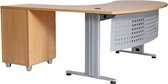Furni24 bureau Gela, directiebureau, hoektafel, PC-tafel, moderne kantoortafel, computertafel met groot werkblad, beukendecor, hoek rechts incl. zijcontainer met laden