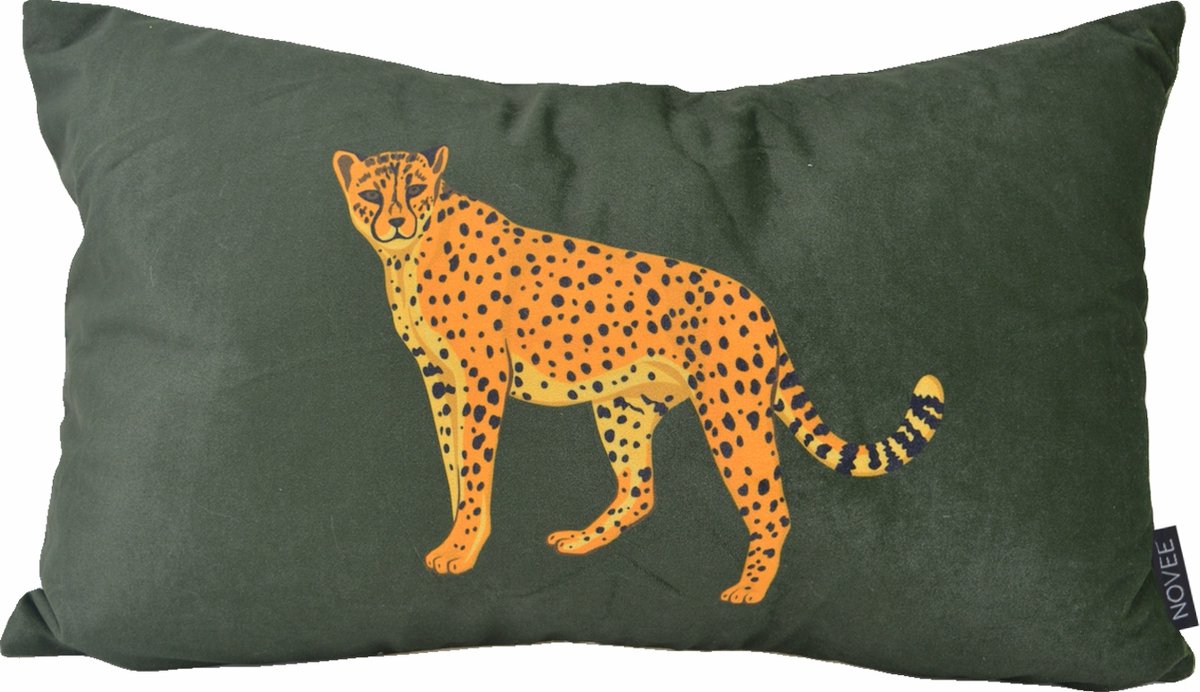 NOVÉE Wild Jungle #3 Kussenhoes | Velvet/Polyester | 45 x 45 cm Groen/Oker