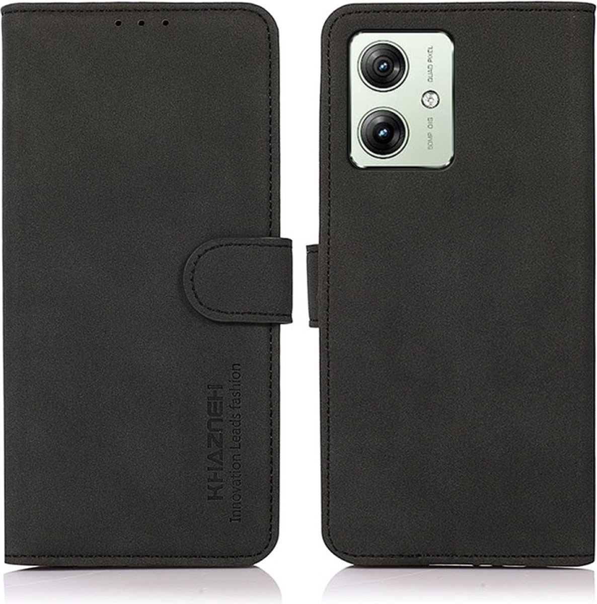 Luxe mat zwart agenda book case hoesje - geschikt voor Motorola Moto G54 5G