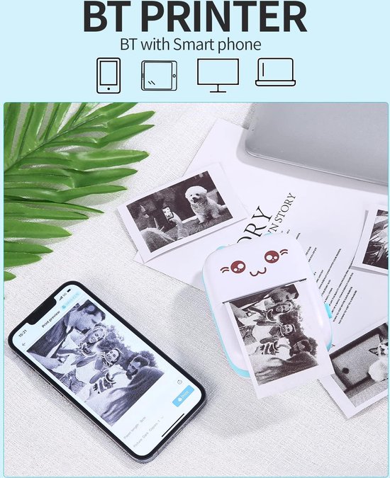 Mini Pocket Printer, Portable Inkless Wireless Bluetooth