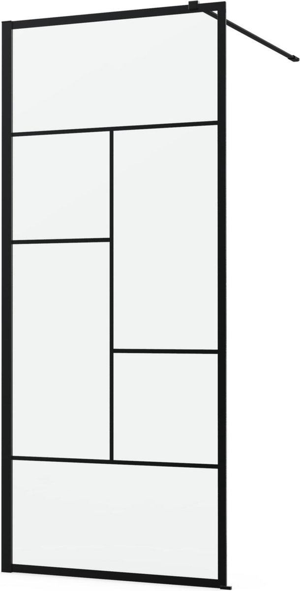 SENSEA Studio Duschabtrennung 90x200 Cm – Industriestil Glas Mit Schwarzem Aluminium