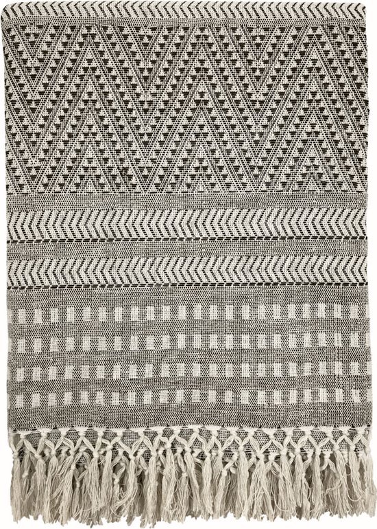 Malagoon - Native stripe cotton grey throw 135x220cm