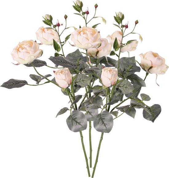 Top Art Kunstbloem roos Ariana - 3x - wit - 73 cm - plastic steel - decoratie bloemen