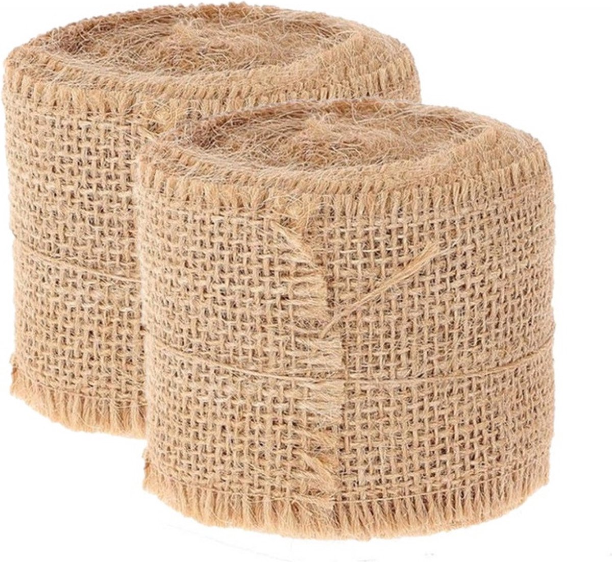 HBX Natural Living Decoratie lint - 2x - jute - rol - 500 x 5 cm - decoratielint stof - hobby
