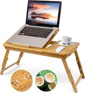 Plateau de lit - Table d'ordinateur portable - Support pour ordinateur portable - Pliable - Réglable - Bamboe
