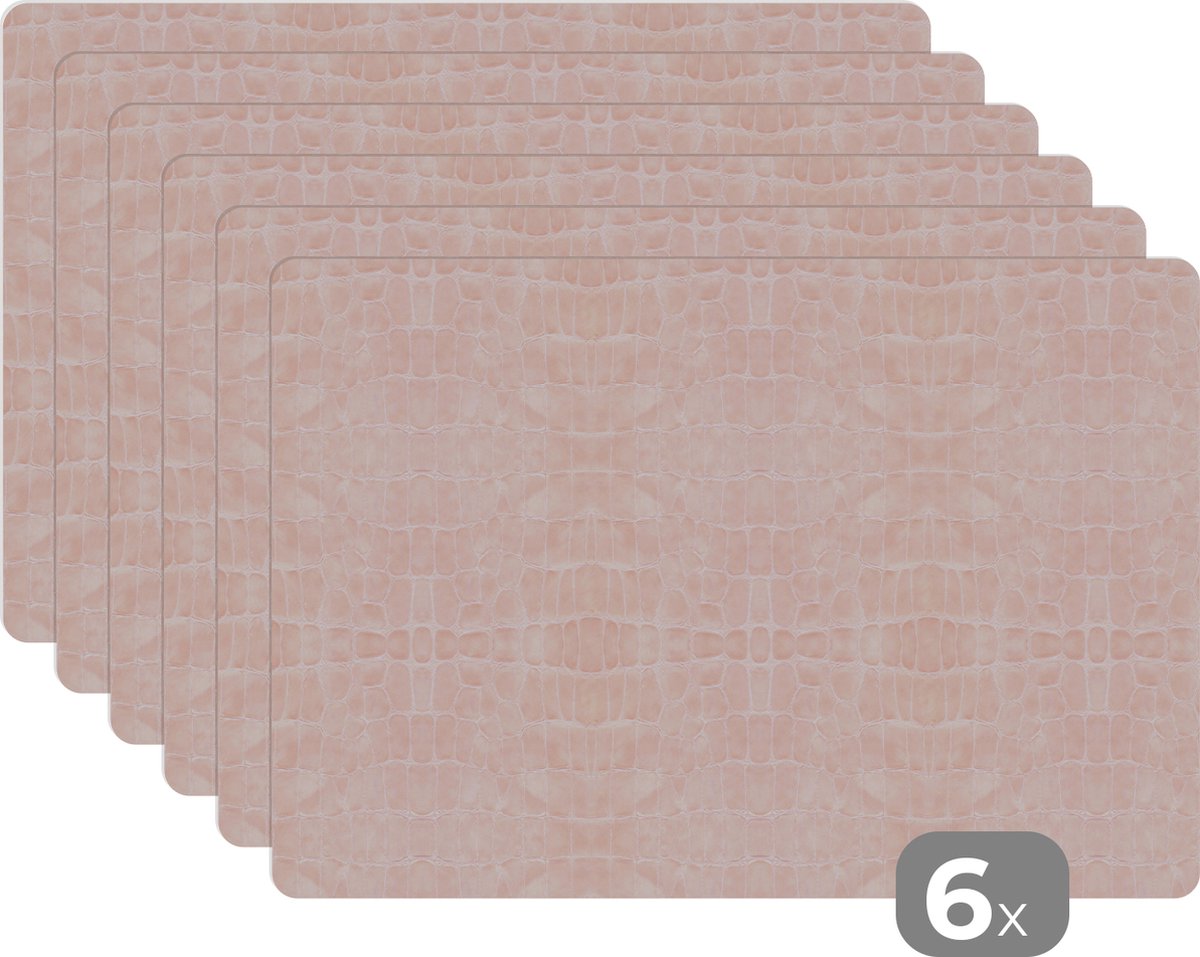 Placemats - Leer - Roze - Keuken - Onderlegger Tafel - 45x30 cm - 6 stuks - Onderleggers placemats