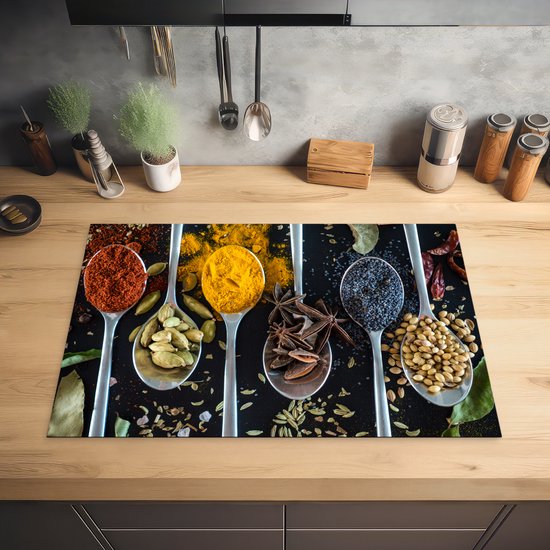 KitchenYeah® Inductie beschermer 76x51.5 cm - Lepel - Specerijen - Kruiden - Eten - Tafel - Kookplaataccessoires - Afdekplaat voor kookplaat - Inductiebeschermer - Inductiemat - Inductieplaat mat