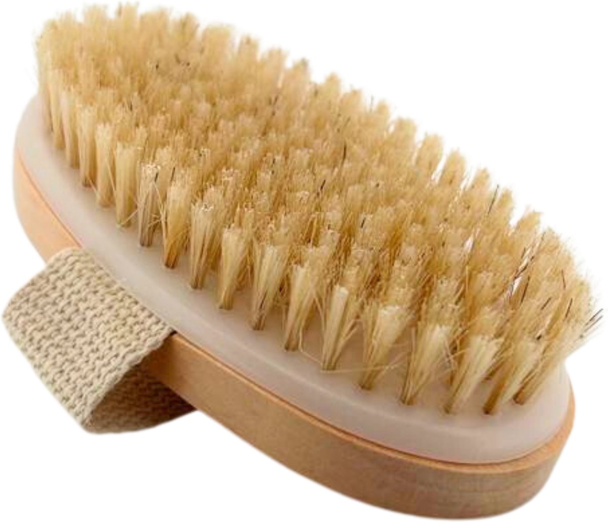 Dry Brushing - Droog Borstel - Anti Cellulitis Brush - Lichaamsborstel - Dry Brush - Borstel Met Natuurlijke Haren - Ovaal - Stimuleert Bloedsomloop