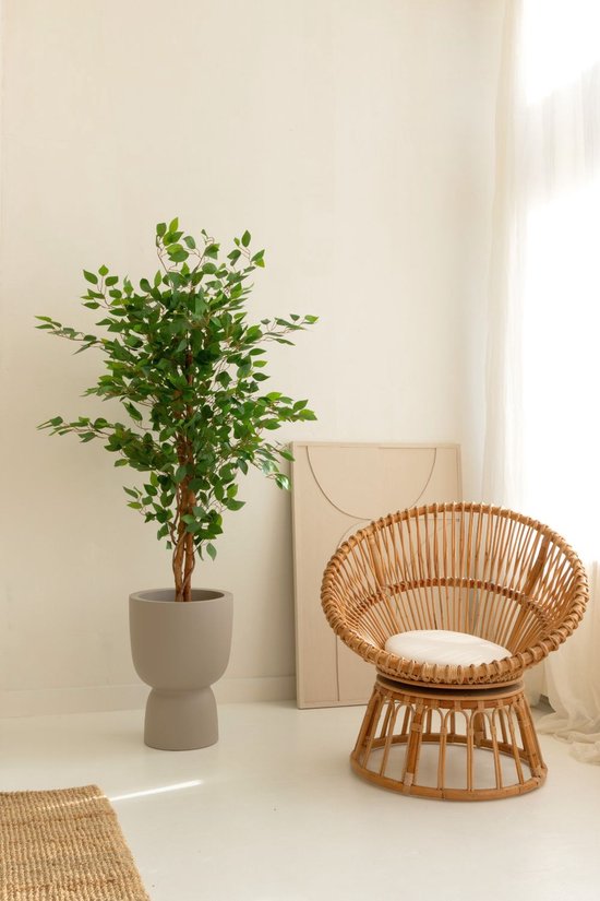Arbre artificiel Ficus 150cm | Arbre artificiel Ficus avec tronc | Arbre artificiel Ficus pour l'intérieur | Ficus artificiel vert avec tronc