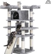 MIRA Home - Arbre à chat pour chat - Arbre à chat - Maison pour chat - Sisal/Peluche - Zwart/Gris clair - 50x50x172 cm