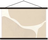 Posterhanger incl. Poster 120x80 cm - Schoolplaat - Abstract - Beige - Moderne kunst - Textielposter - Zwarte latten