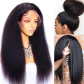 Perruques Femme Cheveux Humains - Perruque Zwart Cheveux Longs - Lavable - 55 cm