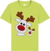 Rendier Buddies - Foute Kersttrui Kerstcadeau - Dames / Heren / Unisex Kleding - Grappige Kerst Outfit - Knit Look - T-Shirt - Unisex - Appel Groen - Maat XXL