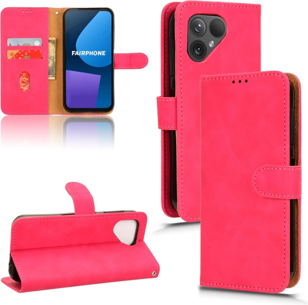 Retro mat roze agenda book case hoesje Fairphone 5