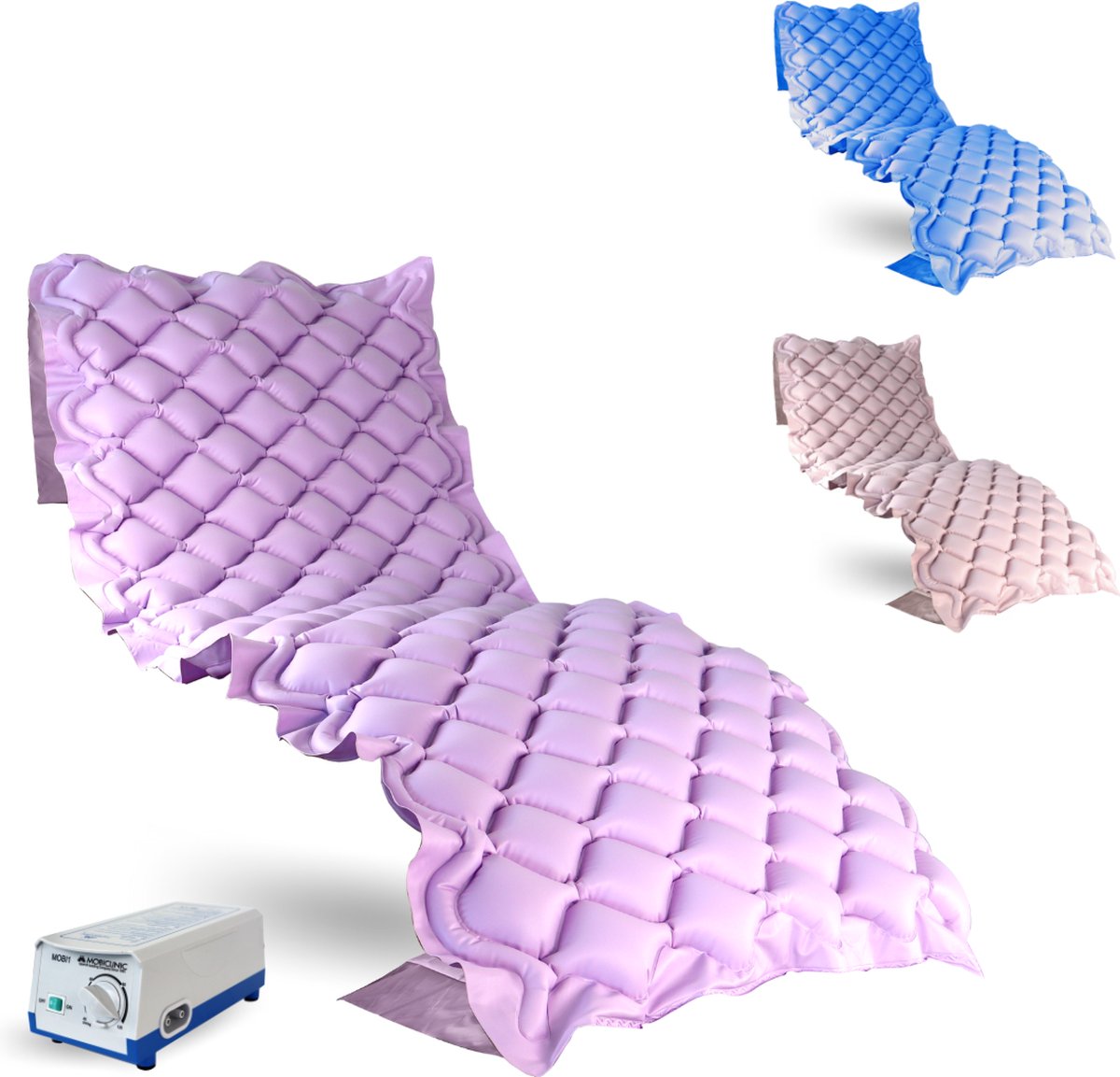 Mobiclinic Mobi 1 - Anti Decubitus Matras - Brandwerend Medisch PVC - Met pomp - 200 x 90 cm - 130 cellen - Lila