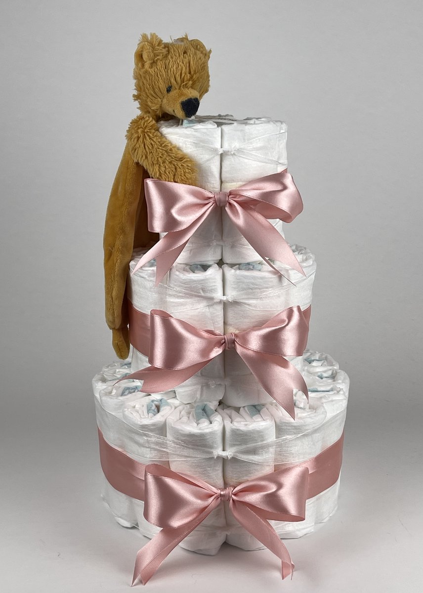 Goedkoopste Chouette-Chouette | Luiertaart Meisje | Kraamcadeau | Geboorte Meisje | Babyshower | Tuttle Beer Bradley donker Poeder Roze