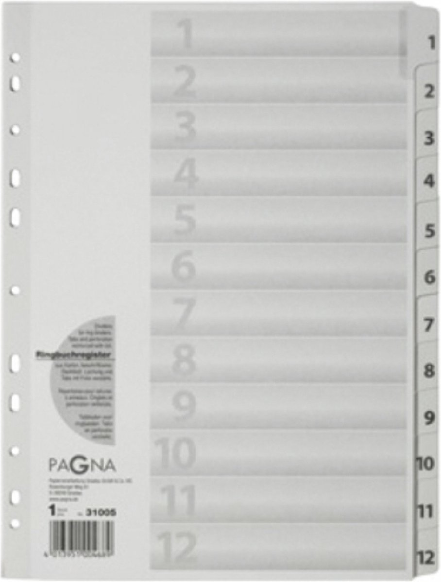 PAGNA Register 1-12 A4 12-teilig Karton weiß