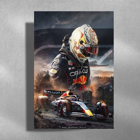 Max Verstappen - Metalen Poster 40x60cm - Winner Belgian GP - Formule1