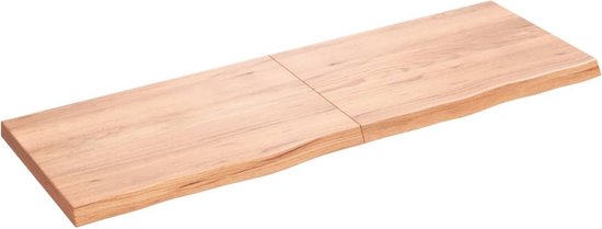 vidaXL - Wastafelblad - 180x60x(2-6) - cm - behandeld - massief - hout - lichtbruin