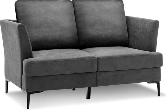 Tweezitsbank, 2-zits, modern, stoffen sofa, gestoffeerd, sofa, grijs, voor 2-3 personen, loungesofa bank in de woonkamer, slaapkamer