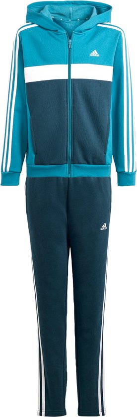 adidas Sportswear Tiberio 3-Stripes Colorblock Fleece Trainingspak Kids - Kinderen - Turquoise- 152