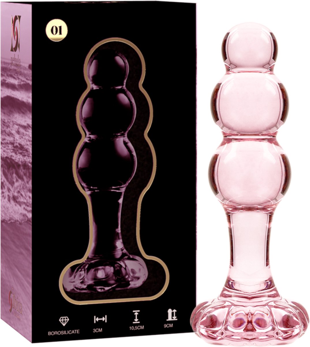 NEBULA SERIES BY IBIZA™ - MODEL 1 ANAL PLUG BOROSILICATE GLASS 10.7 X 3 CM PINK