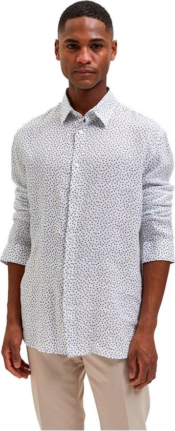 Selected Regular Kylian Linen Shirt Met Lange Mouwen Wit M Man