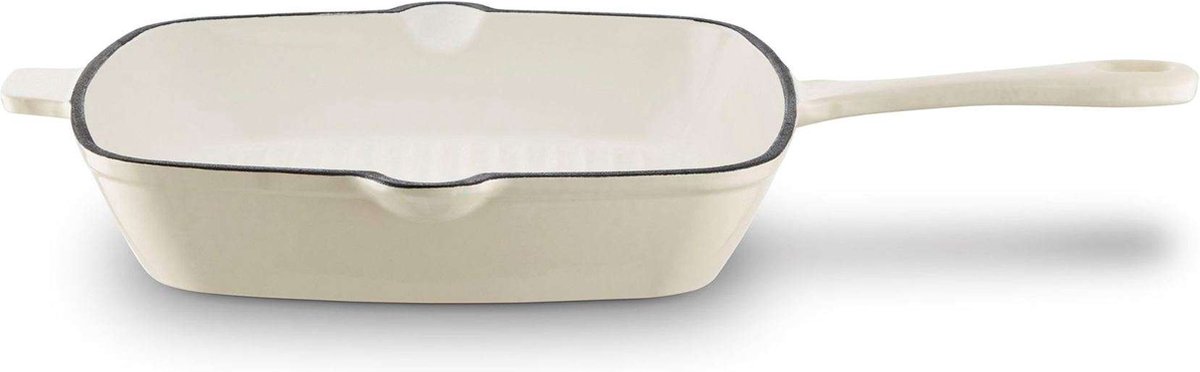 Grillpan, 26 x 26 cm, Crème, Geëmaileerd Gietijzer - Barbary & Oak | Foundry