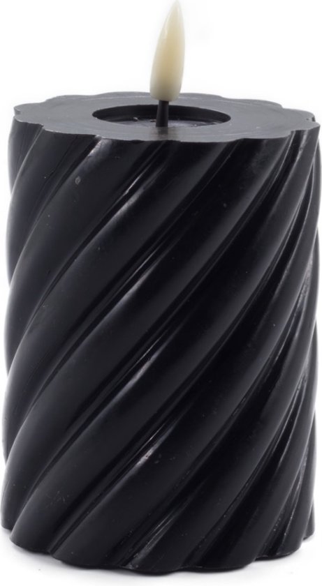 Ambiance Mansion - bougie LED tourbillonnante noire 10x7,5cm