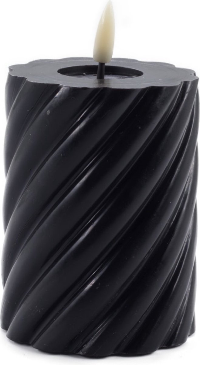 Mansion atmosphere swirl led kaars zwart 10x7,5cm