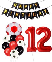 Cijfer Ballon 12 | Snoes Champions Voetbal Plus - Ballonnen Pakket | Rood en Zwart