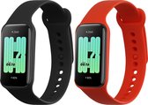 kwmobile 2x horlogebandjes geschikt voor Xiaomi Redmi Smart Band 2 bandje - Smartwatch bandjes van TPU - Activity tracker horloge band in zwart / oranje