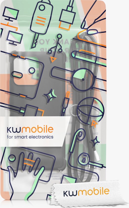 kwétui pour téléphone portableadapté à Motorola Edge 40 Pro / Edge+ (2023) - Étui en silicone avec cordon téléphonique - En noir